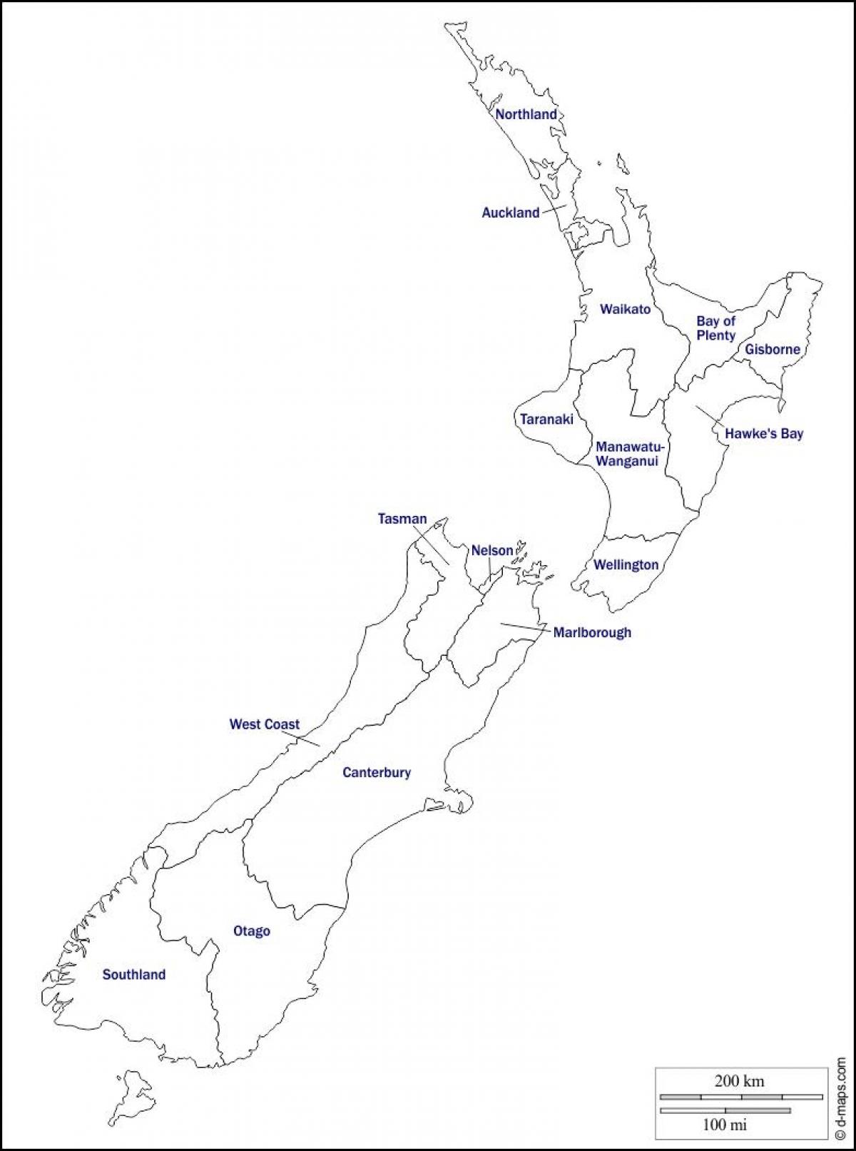 Empty New Zealand map