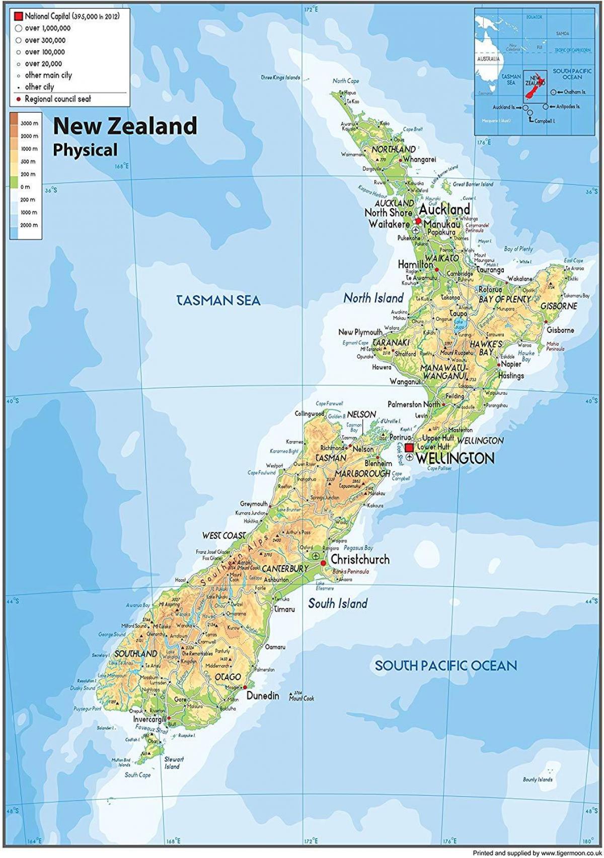New Zealand landform map