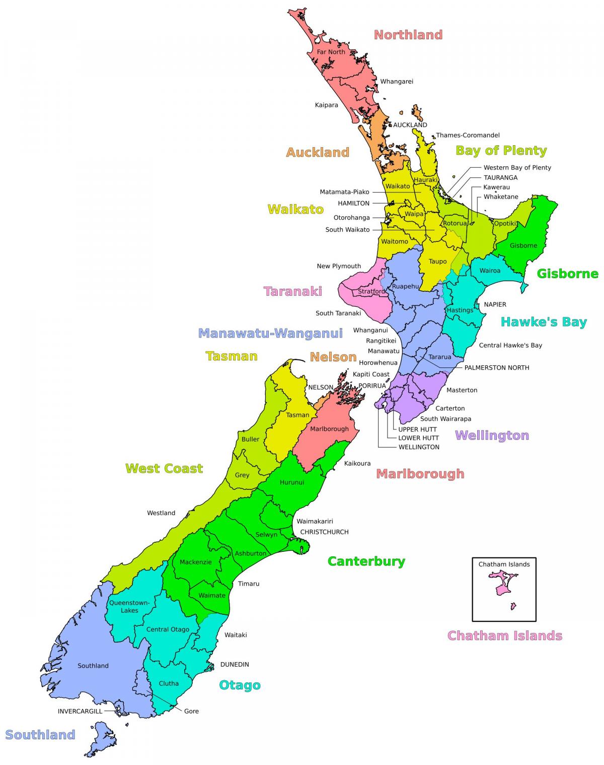 New Zealand areas map