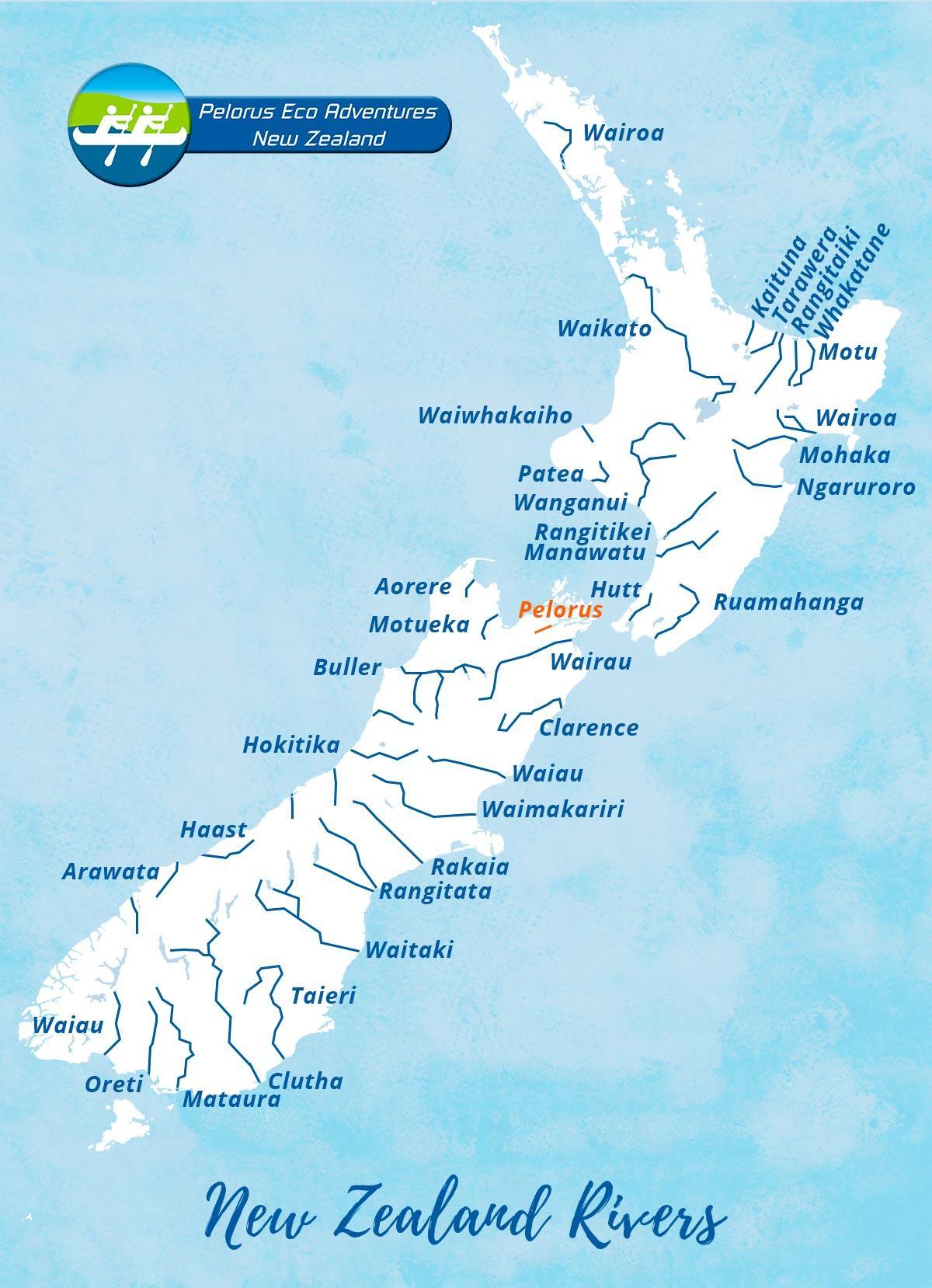 Rivers in New Zealand map