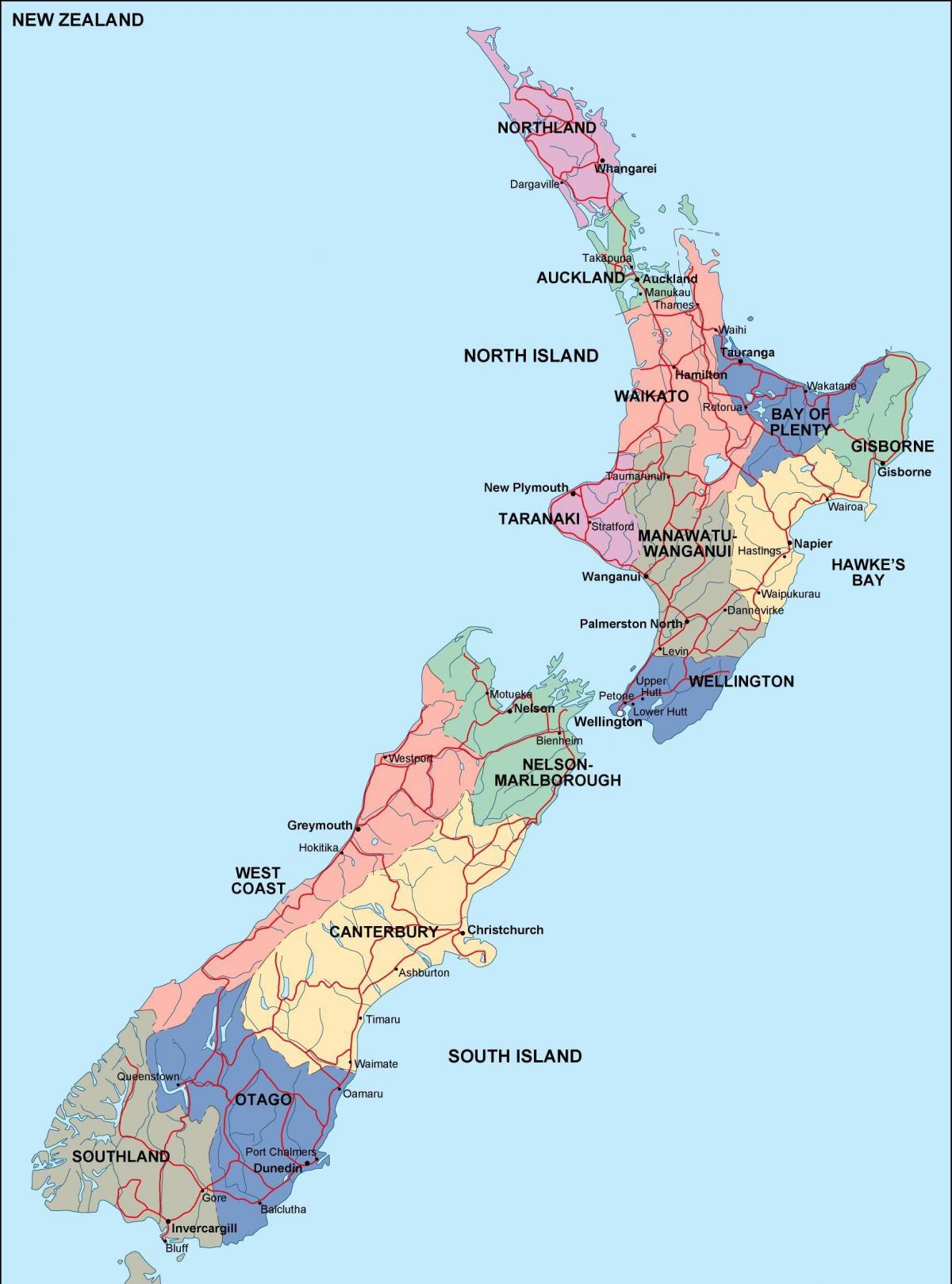New Zealand state map