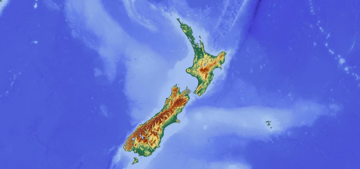 Topographical map of New Zealand
